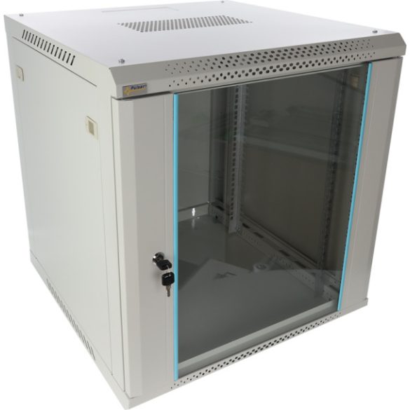Pulsar RWA1266-G 19" 12U 600x600 fali rack szekrény; lapra szerelt; szürke; könnyített kialakítás