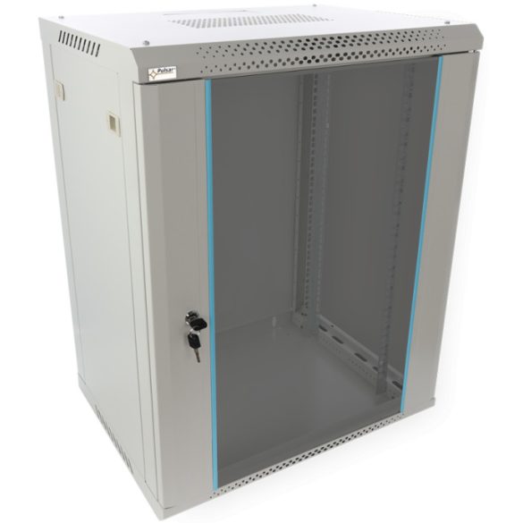 Pulsar RWA1564-G 19" 15U 600x450 fali rack szekrény; lapra szerelt; szürke; könnyített kialakítás