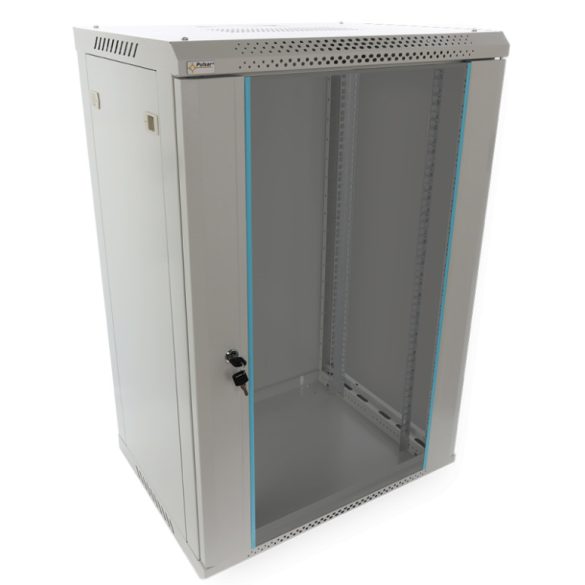Pulsar RWA1864-G 19" 18U 600x450 fali rack szekrény; lapra szerelt; szürke; könnyített kialakítás