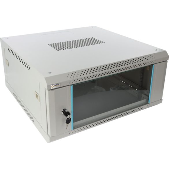 Pulsar RWA466-G 19" 4U 600x600 fali rack szekrény; lapra szerelt; szürke; könnyített kialakítás