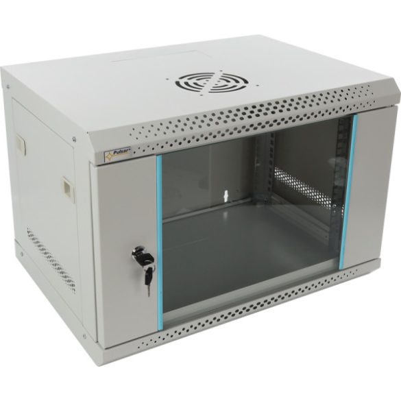 Pulsar RWA654-G 19" 6U 540x400 fali rack szekrény; lapra szerelt; szürke; könnyített kialakítás