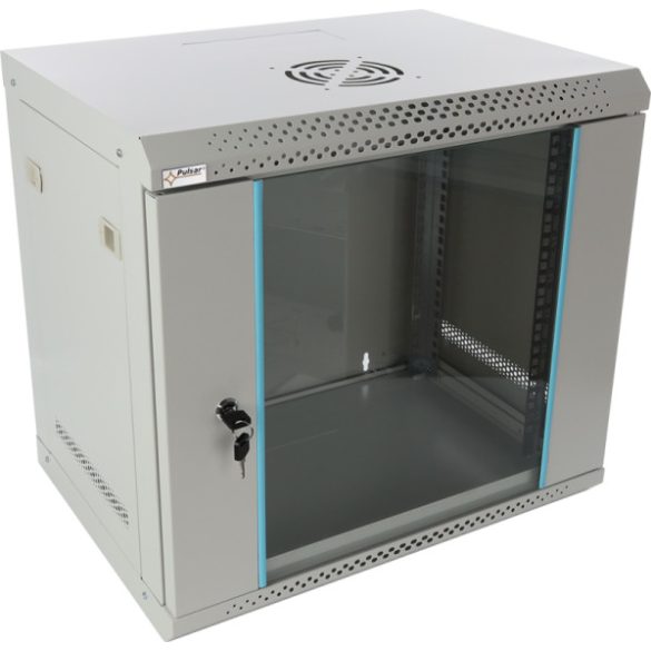 Pulsar RWA954-G 19" 9U 540x400 fali rack szekrény; lapra szerelt; szürke; könnyített kialakítás