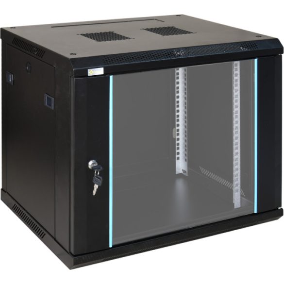 Pulsar RWA964 19" 9U 600x450 fali rack szekrény; lapra szerelt; fekete
