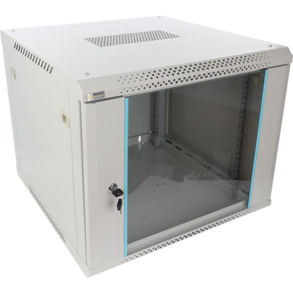 Pulsar RWA966-G 19" 9U 600x600 fali rack szekrény; lapra szerelt; szürke; könnyített kialakítás