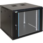   Pulsar RWA966 19" 9U 600x600 fali rack szekrény; lapraszerelt; fekete