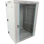   Pulsar RWDA1865-G 19" 18U 600x550 fali rack szekrény; kiforgatható; lapra szerelt; szürke; könnyített kialakítás