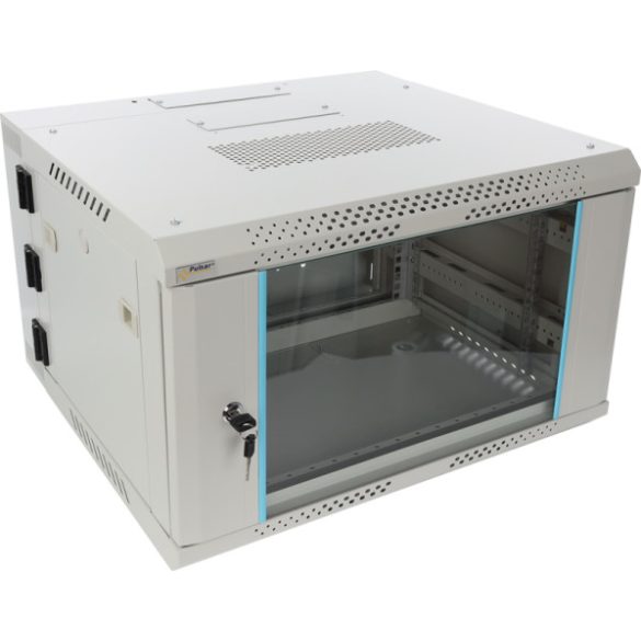 Pulsar RWDA665-G 19" 6U 600x550 fali rack szekrény; kiforgatható; lapra szerelt; szürke; könnyített kialakítás