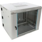   Pulsar RWDA965-G 19" 9U 600x550 fali rack szekrény; kiforgatható; lapraszerelt; szürke; könnyített kialakítás