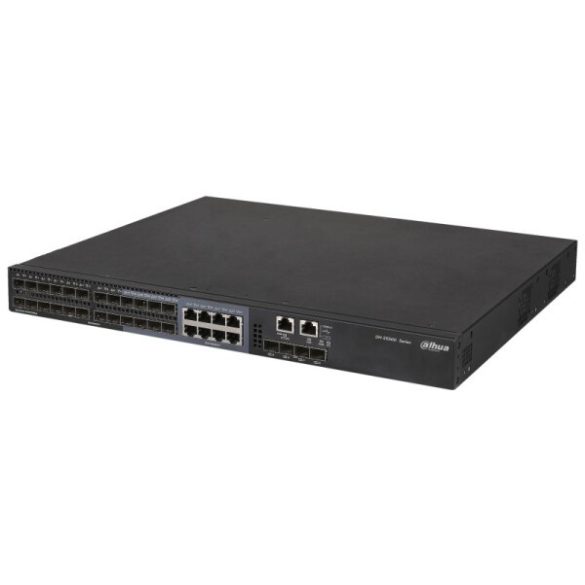 Dahua S5500-24GF4XF-E 28 portos központi switch; 16 Gbit SFP / 8 Gbit combo / 4 10Gbit SFP uplink port; menedzselhető