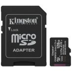   Kingston SDCS3/128GB 128GB microSD kártya; microSDXC; UHS-I Speed Class; U1; V10; adapterrel