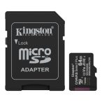   Kingston SDCS3/64GB 64GB microSD kártya; microSDXC; UHS-I Speed Class; U1; V10; adapterrel